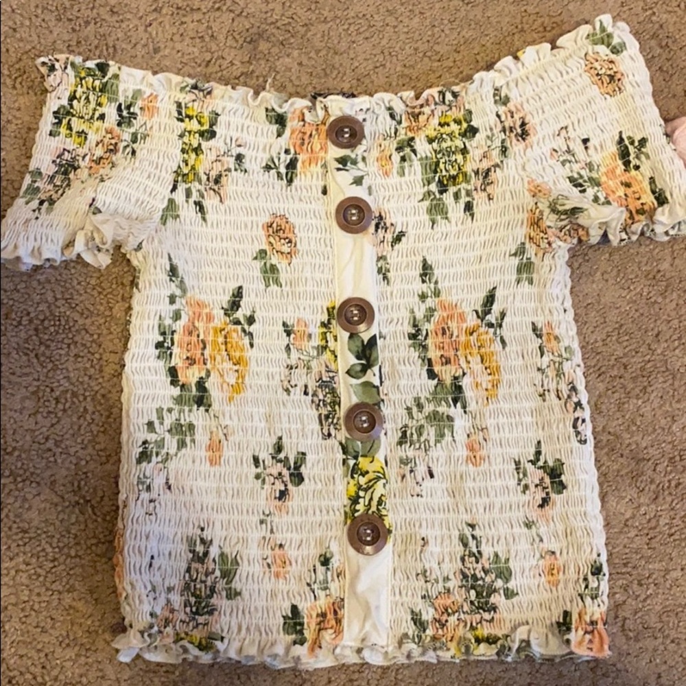 floral button crop top